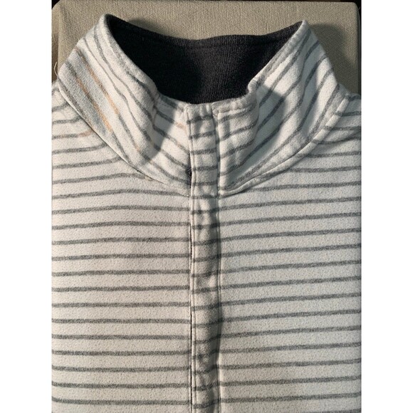 Men’s Sweater Nautica Pullover 1/4 zip white w gray horizontal stripes XL - Picture 3 of 6